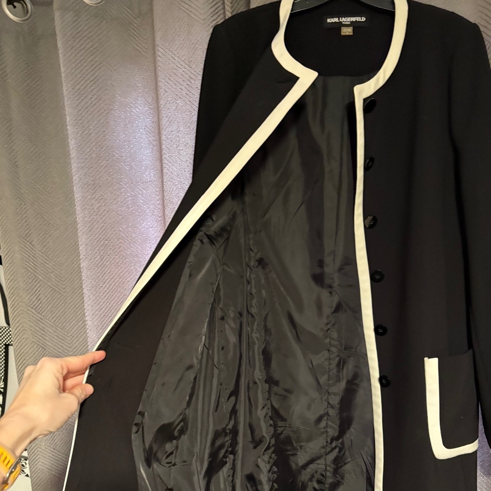 Karl Lagerfeld Long Trench Coat Size 8 - Picture 4 of 8